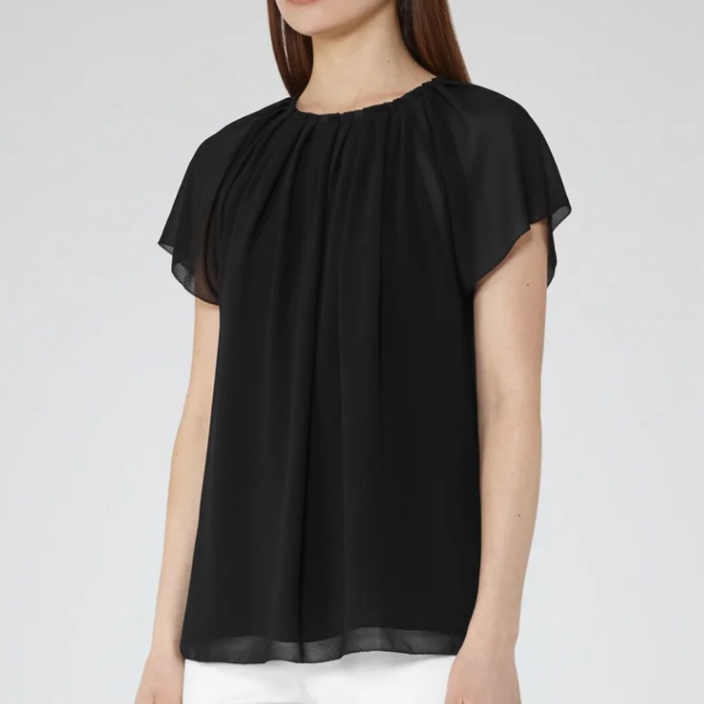 Reiss Bondell gathered blouse black 6